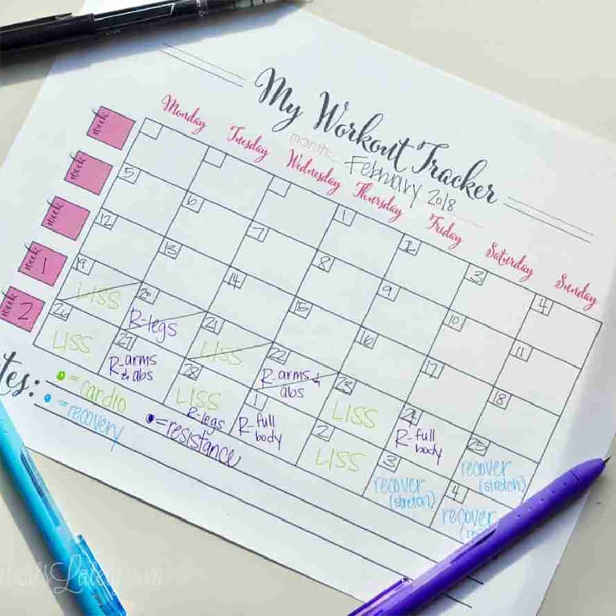 free printable workout calendar | lamberts lately